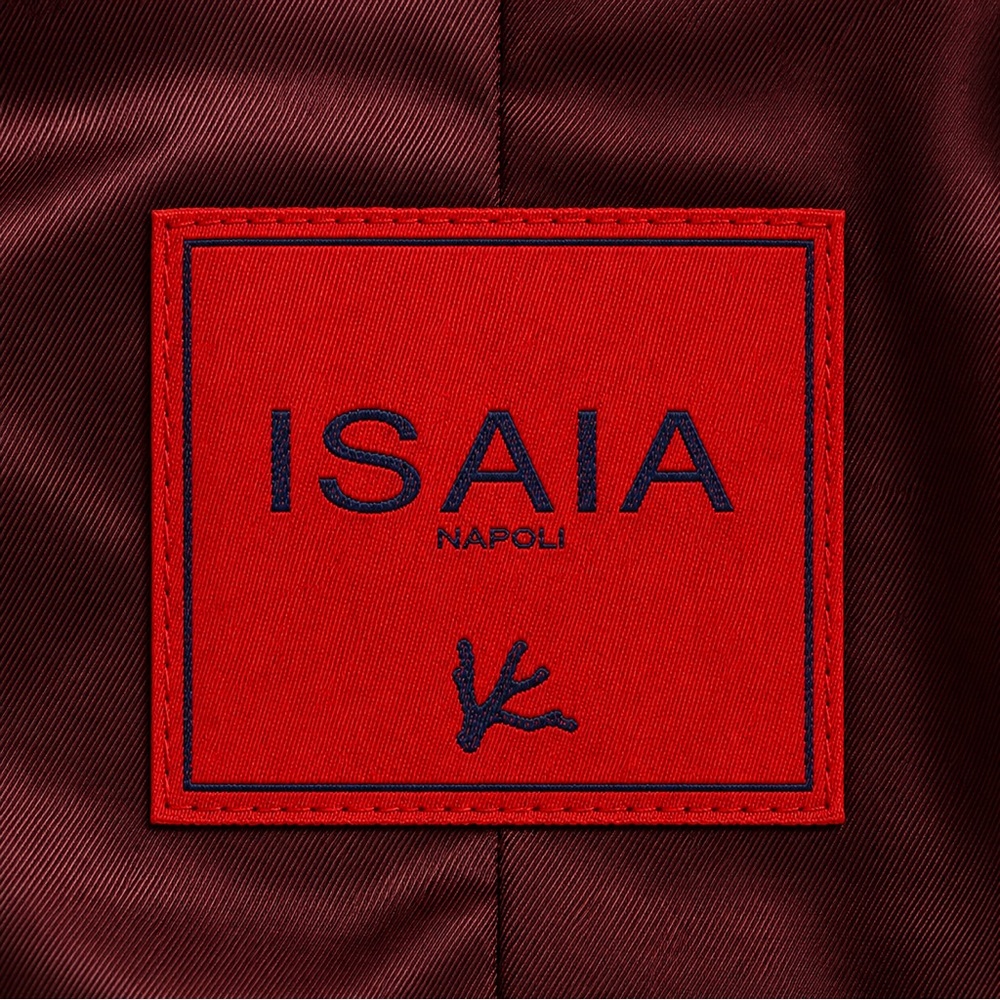 Isaia Double-Breasted Charcoal Glen Plaid Suit with Private Label Red Silk Tie - Picture 3 of 6